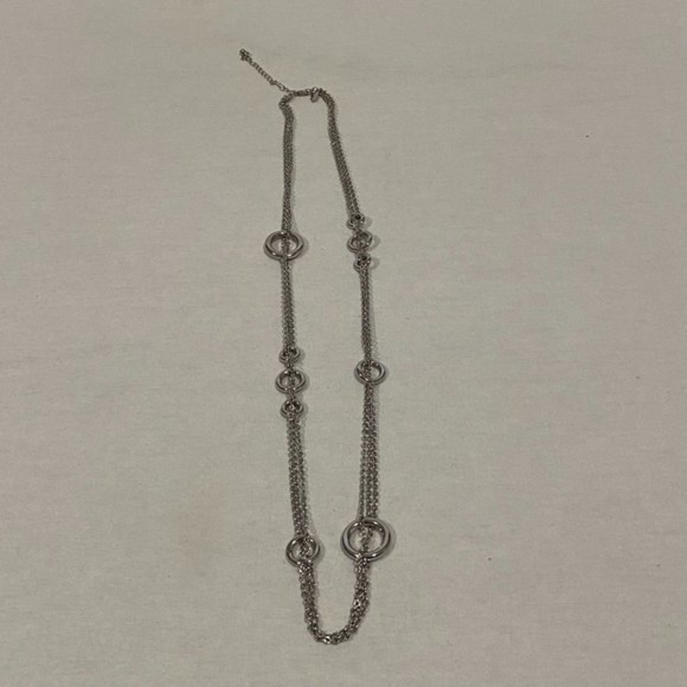 Lia Sophia Inner Circle Silver Tone Long Necklace Retired‎